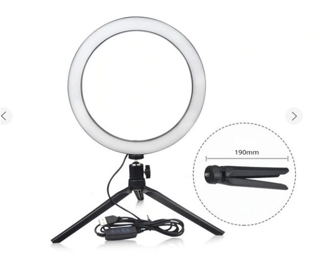 Кільцева лампа Ring Fill LED 16 см на штативі (USB, LED 5 В, диммер 3 режими, селфі кільце, тринога, нічник)