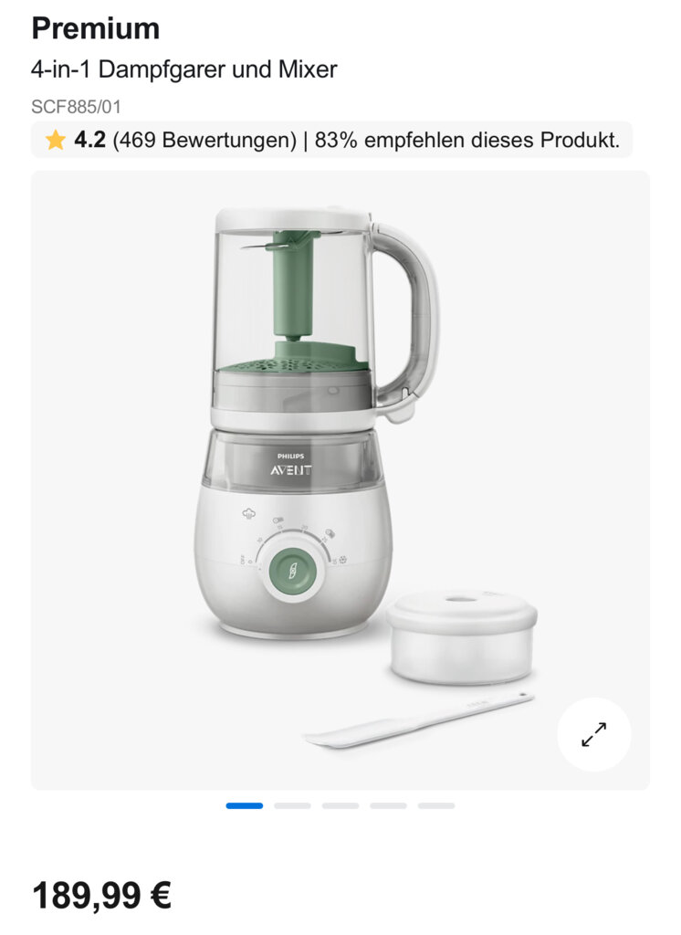 Produkt Philips Premium 4-in-1 Dampfgarer und Mixer SCF885/01 4-in-1 Dampfgarer und Mixer kaufen
